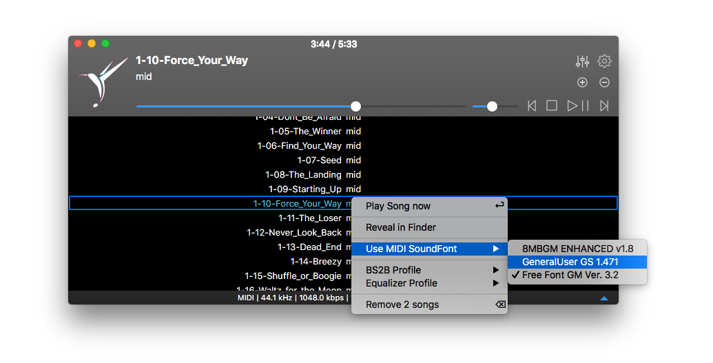 MIDI soundfont colibri